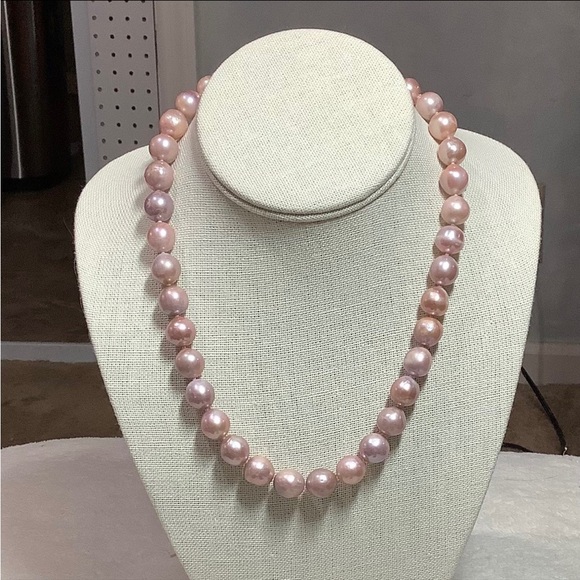 Huge Round 11.7- 12.28mm Edison Natural Purple Pink Pearl 17-18” Strand -New - Picture 5 of 10
